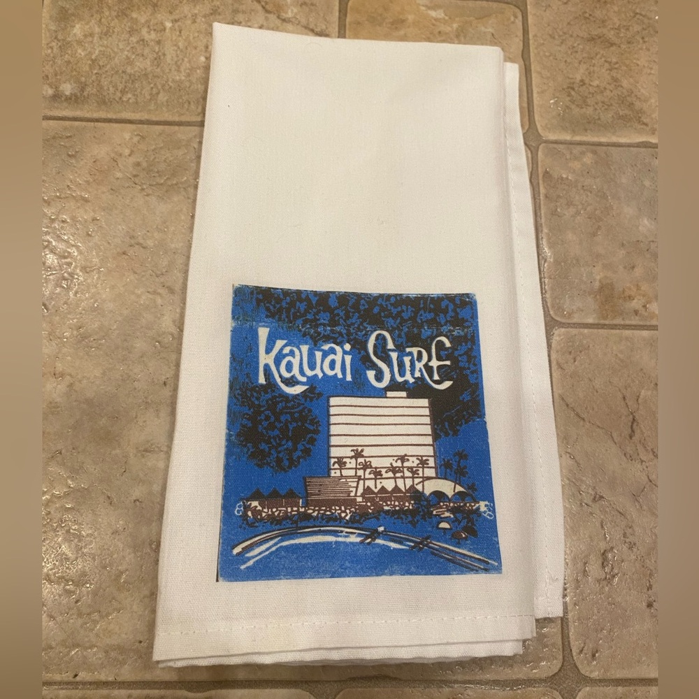 Vintage 1960s Kauai Surf Hawaii HI Kalapaki Beach Hotel Restaurant Cotton Napkin